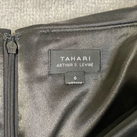 Tahari Arthur S Levine Black Velvet Satin Collar Elegant Midi Dress Women’s 6 - Picture 4 of 4